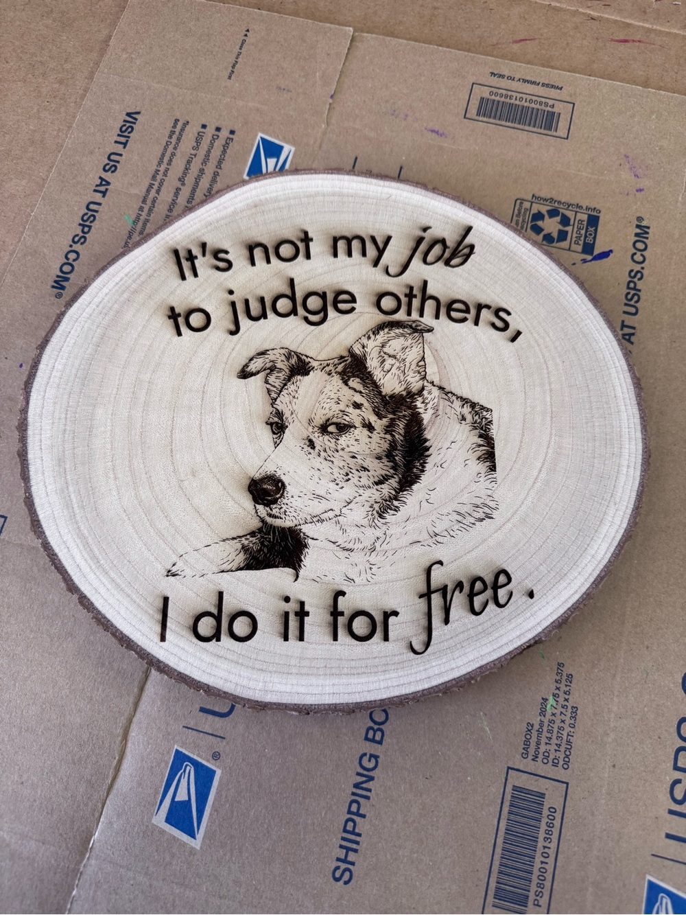Custom Pet Portrait Wood Slice Sign • Laser Engraved Plaque • Personalized - Picture 4 of 13